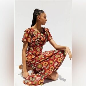 Like new Urban Outfitters‎ Caroline patchwork flowy ruffles maxi dress size XS